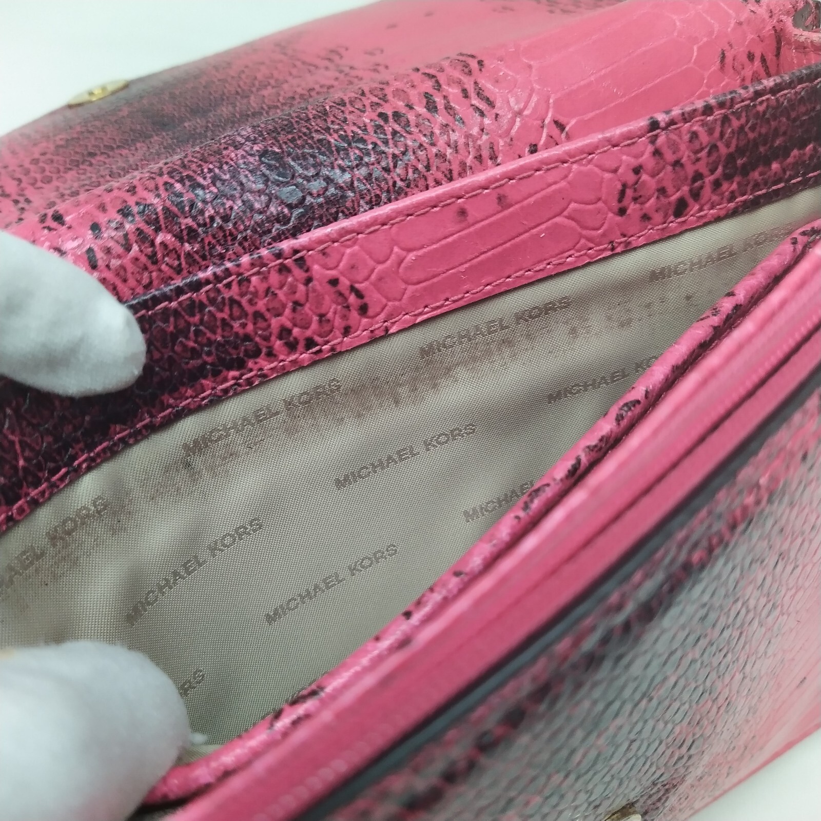 Michael Kors Pink Leather Python Printed Chain St… - image 20