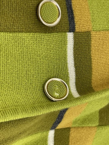 Vintage Damen Palio 100% Schurwolle Jacke mit Knopfleiste kariert grün/gelb - Bild 4 von 9