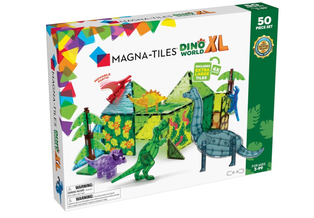 MAGNA-TILES Dino World XL 50-Piece Magnetic Building Set for Kids with Free Shipping