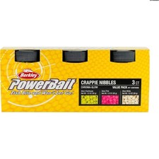 3-Pack PowerBait Crappie Nibbles - Long-lasting Glow Fishing Bait 1 Oz Jars