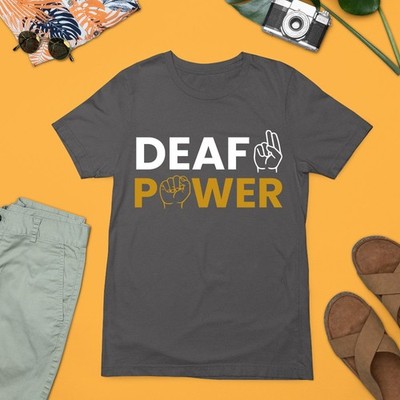 Deaf Power T-Shirt Gebärdensprache Bewusstsein Unterstützung Inspirierend Geschenk