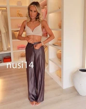 ZARA NEW WOMAN HIGH-WAIST SATIN STRAIGHT LEG PANTS XS-XL 8729/108/761