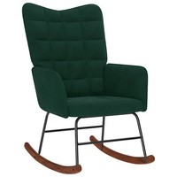 Schaukelstuhl Samt DunkelgrüN Relaxsessel Mit Metallkufen Wohnzimmer