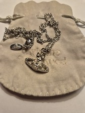 Vivienne Westwood Mini Bas Relief Orb Pendant Necklace Silver Tone With Pouch