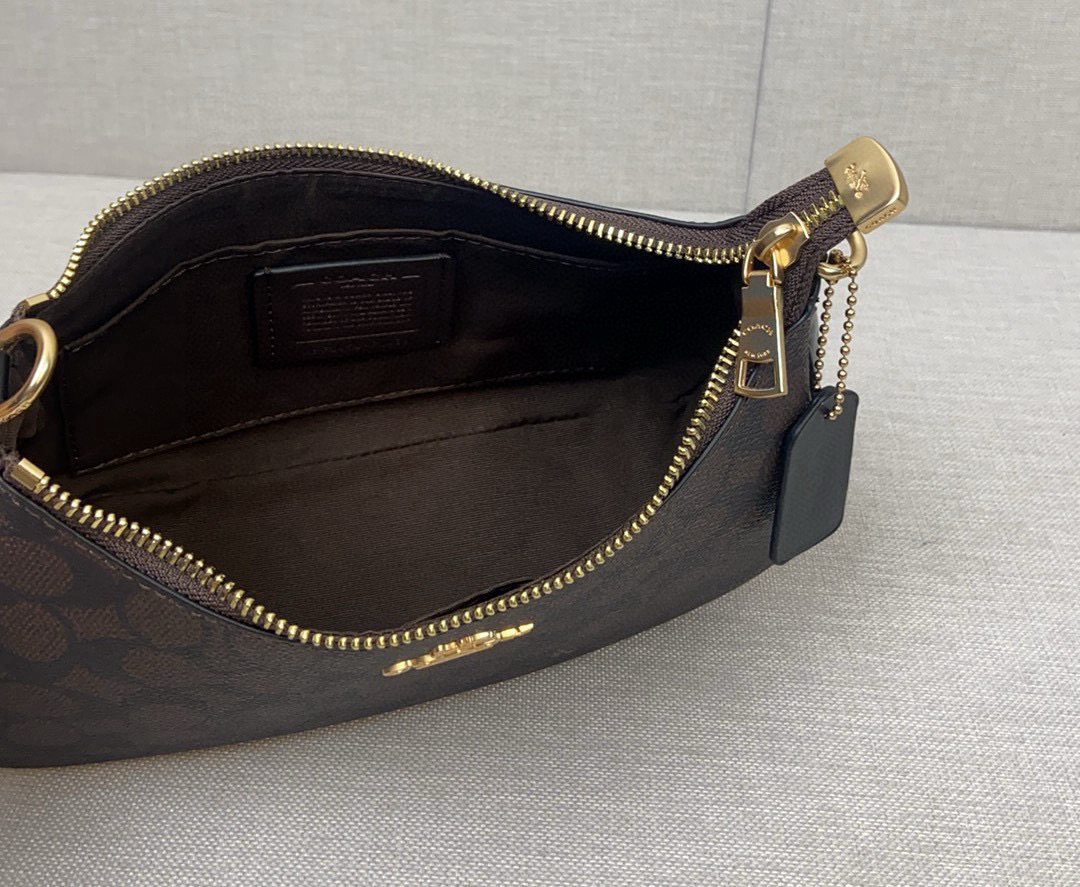 COACH CV933 Teri Shoulder Bag In Signature Canvas Walnut/Black | eBay