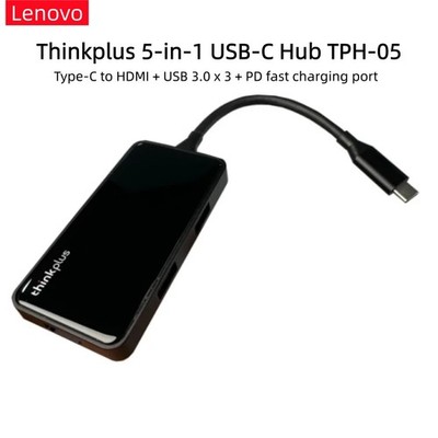 Original Lenovo Thinkplus 5-in-1 Type-C Hub 1*HDMI/3*USB 3.0/1*USB-C PD TPH-05