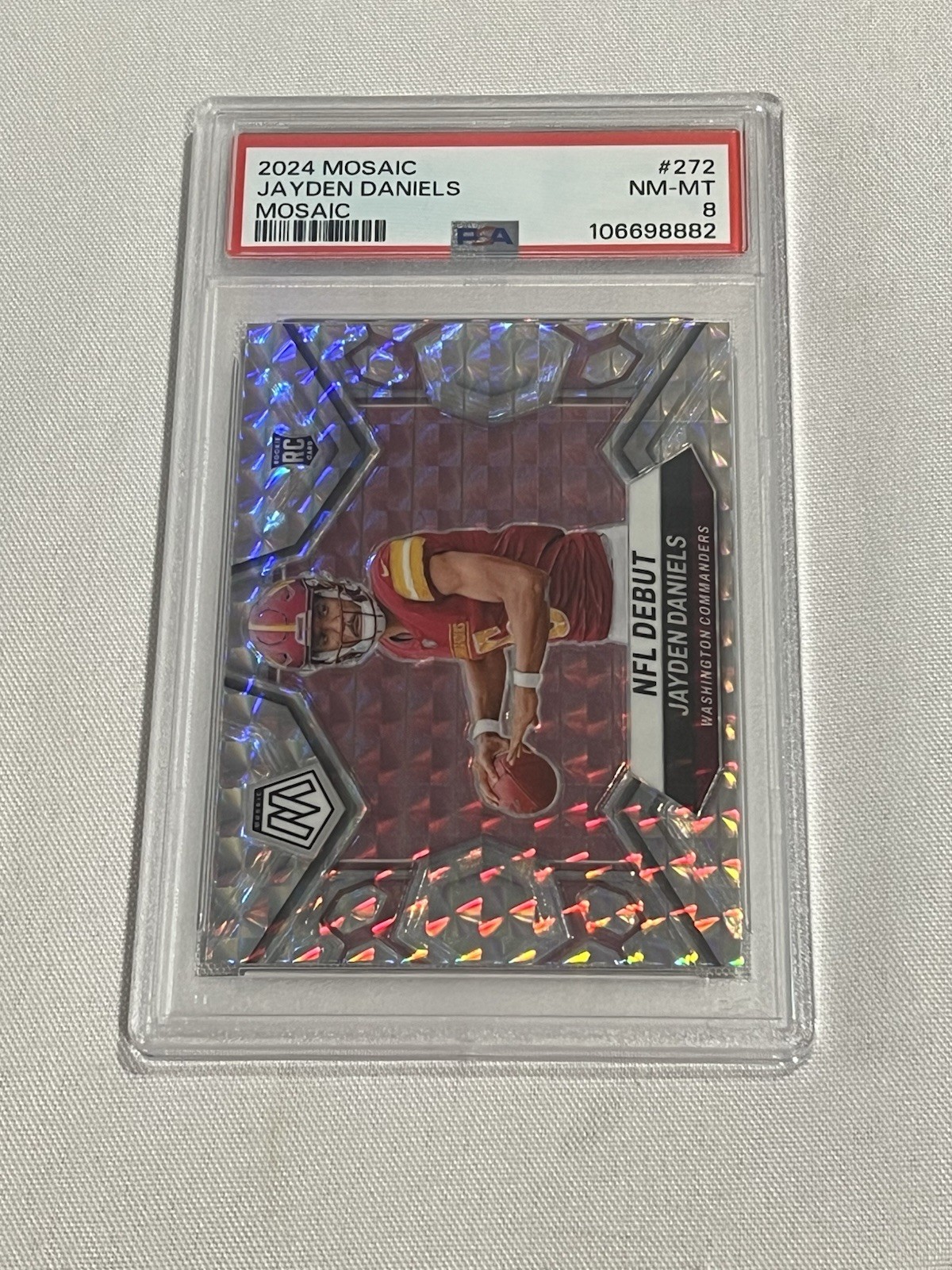 2024 Mosaic Jayden Daniels RC Mosaic Prizm RC NFL Debut #272 PSA 8