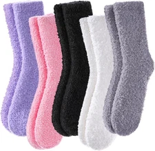 POEATEZO Womens Fuzzy Socks Cozy Fluffy Winter Cabin Slipper Warm Soft Microfibe