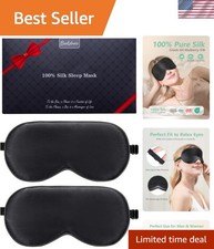 100 Mulberry Silk Sleep Masks - Adjustable, Lightweight, 2 Pack for Travel