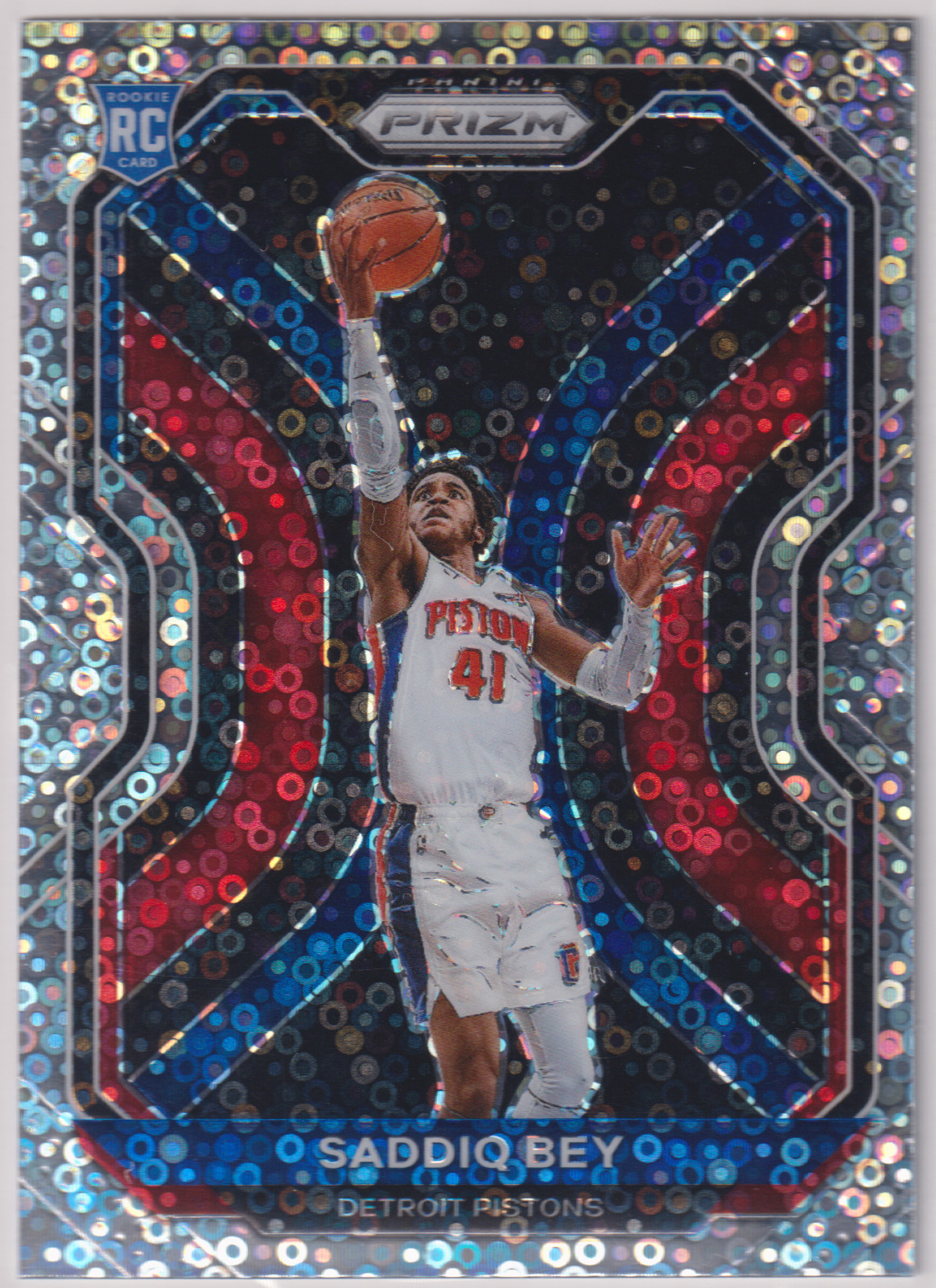2020-21 Panini Prizm #284 Saddiq Bey Fastbreak Disco Silver Prizm Rookie Card