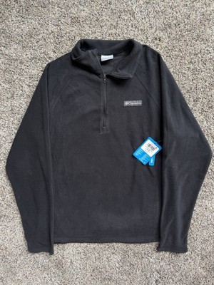 Columbia Sweatshirt Mens M Black Half Zip Pullover Pocket Fleece Mountain Hiking