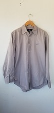 Polo Shirt Mens Large Grey Long Sleeve 100 Cotton Light