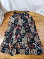 Vtge 100 Rayon Size Small Patchwork Maxi Broom Skirt