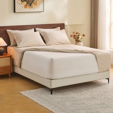 MEISHANG 100% French Pure Linen Sheets Queen Size - Extra Deep Pocket Sheet S...