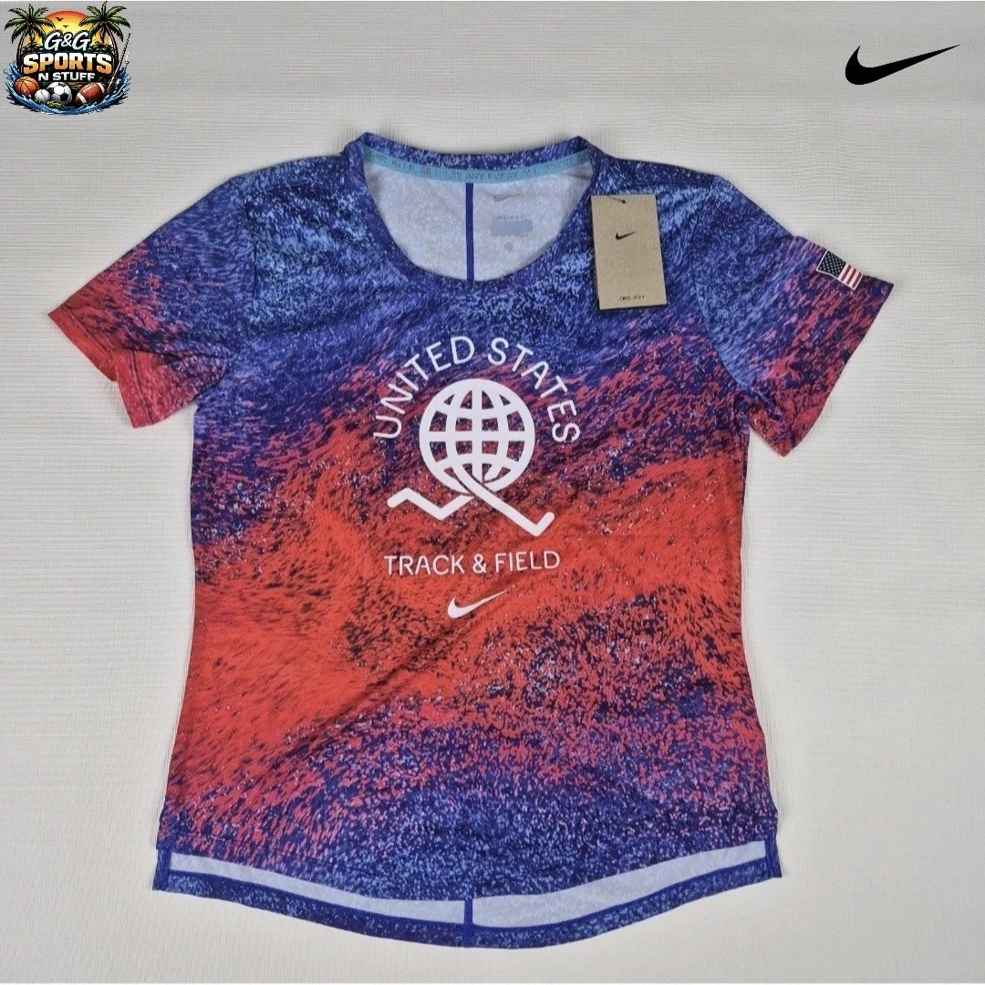 Nike USA One Women’s Dri-Fit Running Short Sleeve Top Women's Medium FJ3432-635