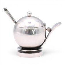 VINTAGE GEORG JENSEN DENMARK PYRAMID MUSTARD POT 632 STERLING SILVER 