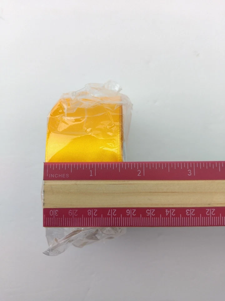 Yellow Satin Ribbon 1-1/2 Inches x 25 Yards, Solid Color Fabric Ribbon for Gift - Image 3 of 4