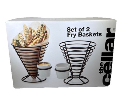 Macy s The Cellar 2 Pcs Conical Stainless Wire Fry Appetizer Baskets & Dip Bowls