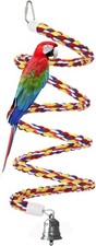 63In Bird Rope Perch Swing Toy Cotton Bungee Climbing with Bell for Parrots