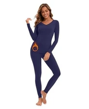 Long Johns Thermal Underwear for Women Fleece Lined Base Layer Large 2234|navy