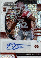 2020 Panini Prizm Draft Auto Prizms White Sparkle 254 Brian Cole II Auto FB