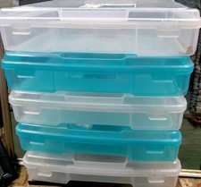 Plastic Scrapbook Storage Cases for 12"X12"Paper, Set Of 5 Boxes Clear Blue