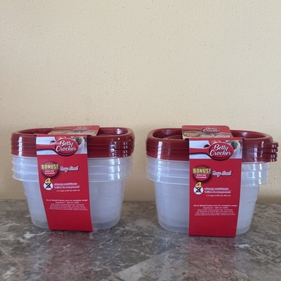 2 sets of 4 Betty Crocker storage container 8 easy seal 12 fl oz 1.5cups each