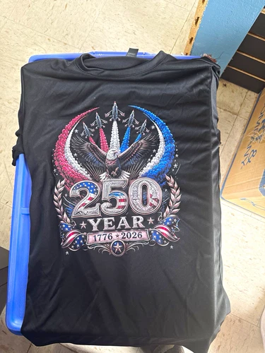 Men's Black Patriotic USA 250 Years 1776-2026 Eagle Graphic Tee XL - product listing photo
