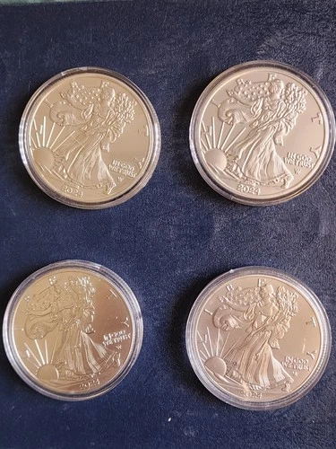 2024 $1 American Silver Eagle (4) Bullion Coin Type 2, From Mint Tube FREE SHIP!