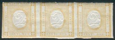 Italy Lot 2x 3er Streifen Mi.-No.13** (MICHEL   260,00) feinst/pracht