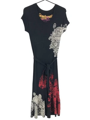 DESIGUAL Kleid Rundhalsausschnitt Lang Mit Gürtel Damen Größe S - Bild 1 von 4