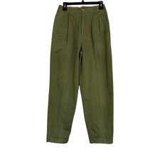 Vintage Outback Red Pleated High Waist Trousers Olive Green 100 Cotton Pants S