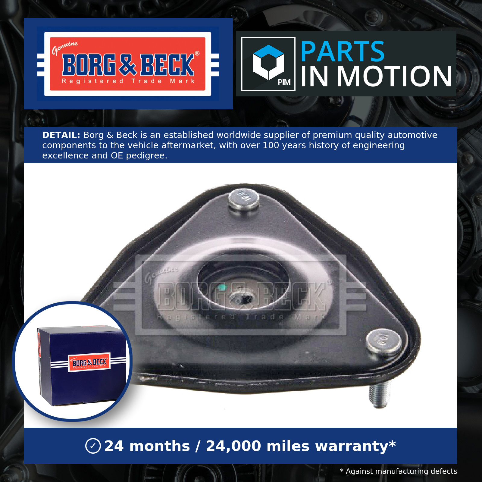 Top Strut Mounting fits MITSUBISHI LANCER Mk7 2.0 Front 03 to 13 B&B MR554860