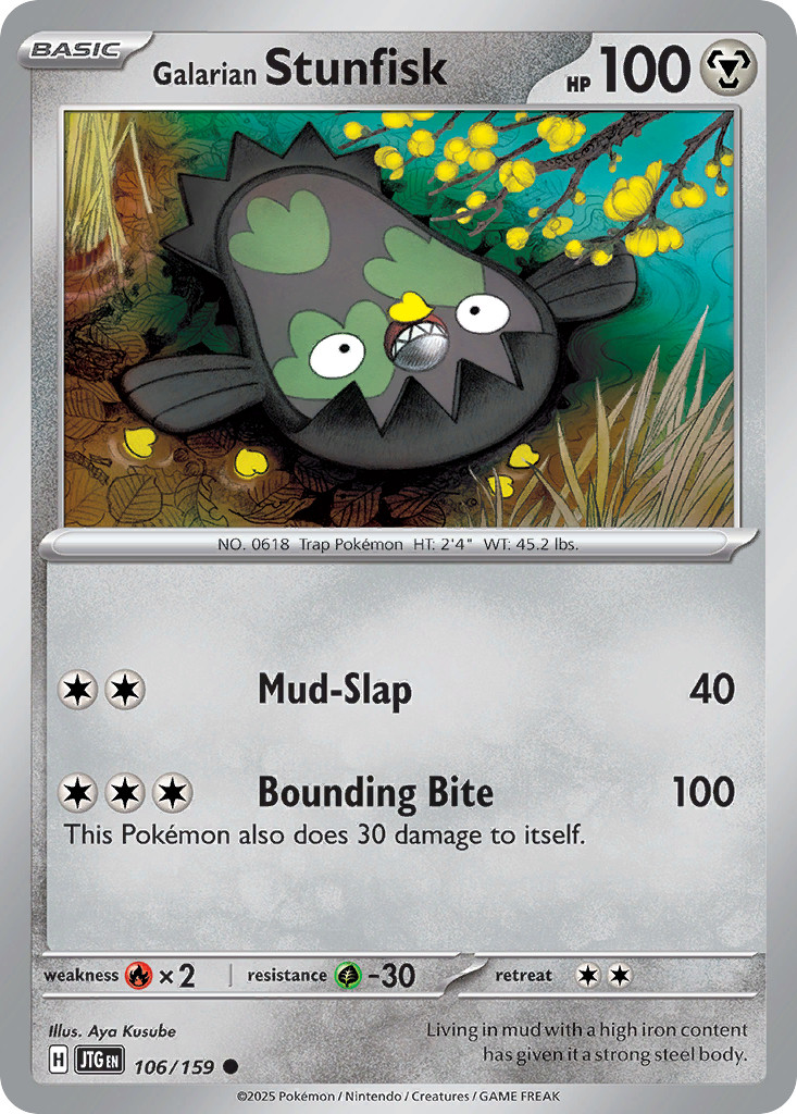 GALARIAN STUNFISK 106/159 COMMON JOURNEY TOGETHER POKEMON REVERSE HOLO LP
