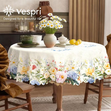 Spring Flowers Design Tablecloth - Stain Resistant Round 60 inch (4)