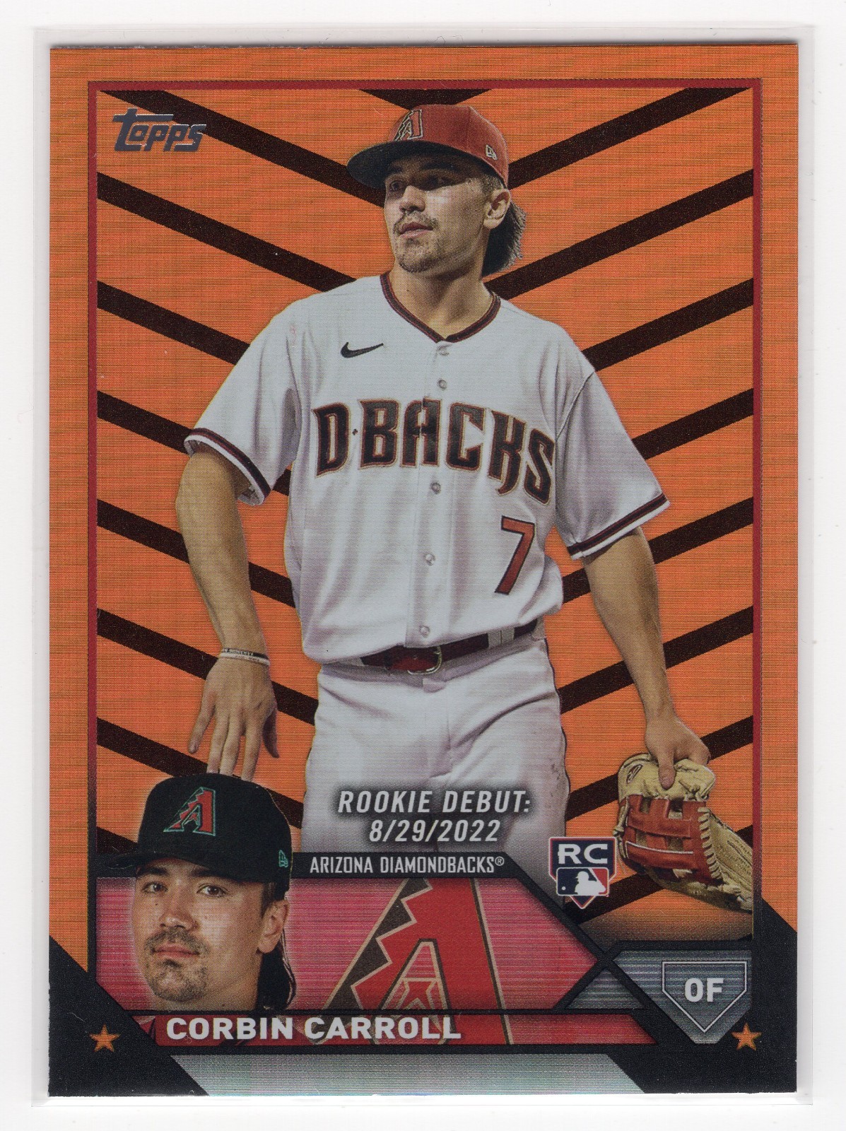 Corbin Carroll 2023 Topps Update Series Black and Orange Foil Rookie Debut #US24