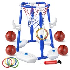 Pool Basketball Hoop, 2-in-1 Floating Basketball Hoop Ring Games with 4 Bal...