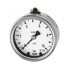 Riegler 102513 Pressure Gauge, CrNi Steel, Rear Centric, G 1/4, 0-100 bar, Ø63