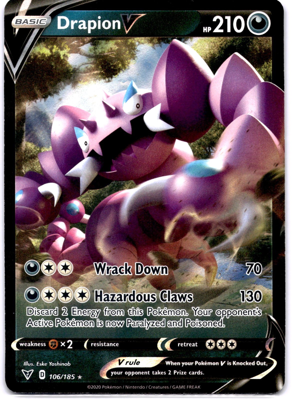 Pokemon TCG Drapion V 106/185 Vivid Voltage Holo Rare Near Mint
