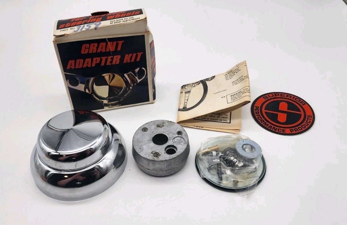 NOS 3159 GRANT Chrome Steering Wheel Horn Kit 1956-62 Vettes 1953