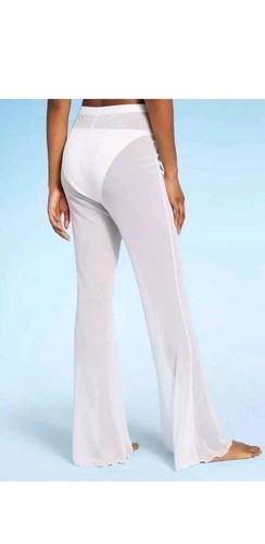 Neu Wild Fable Damen Netz hohe Taille Schlag Überwurf Hose weiß Größe Large - Bild 2 von 7