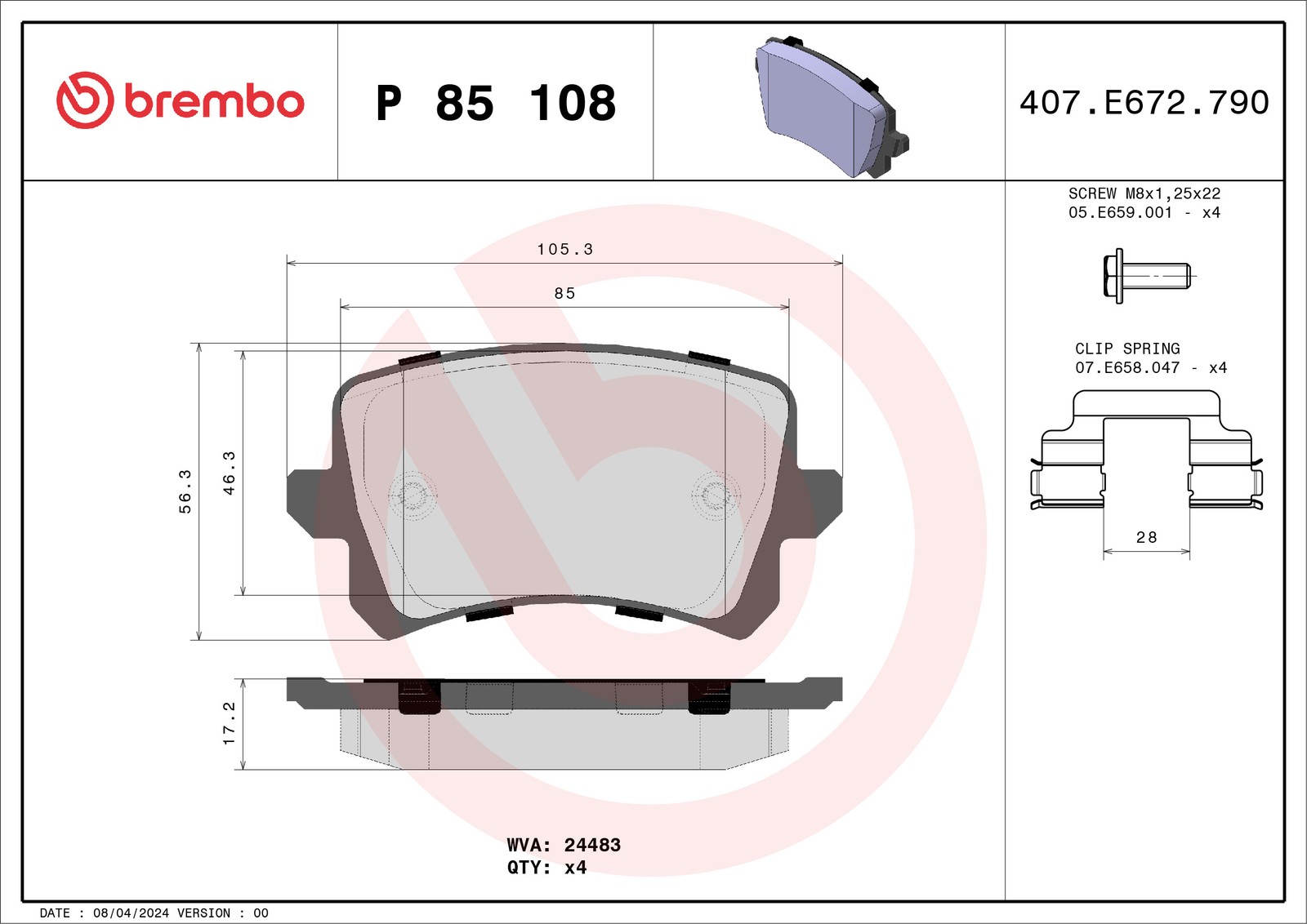 Brake Pads Set fits VW CC 358 3.6 Rear 11 to 16 BWS Brembo 3C0698451C VOLKSWAGEN - Image 32