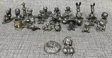 VTG Lot Of 23 Pewter Miniature Figurines Figures Mini Mixed Animals Angels
