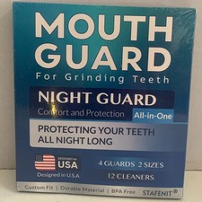 Stafenit Mouth Guard Night Guard for Teeth Grinding (4-Guards, 12 Cleaners) New