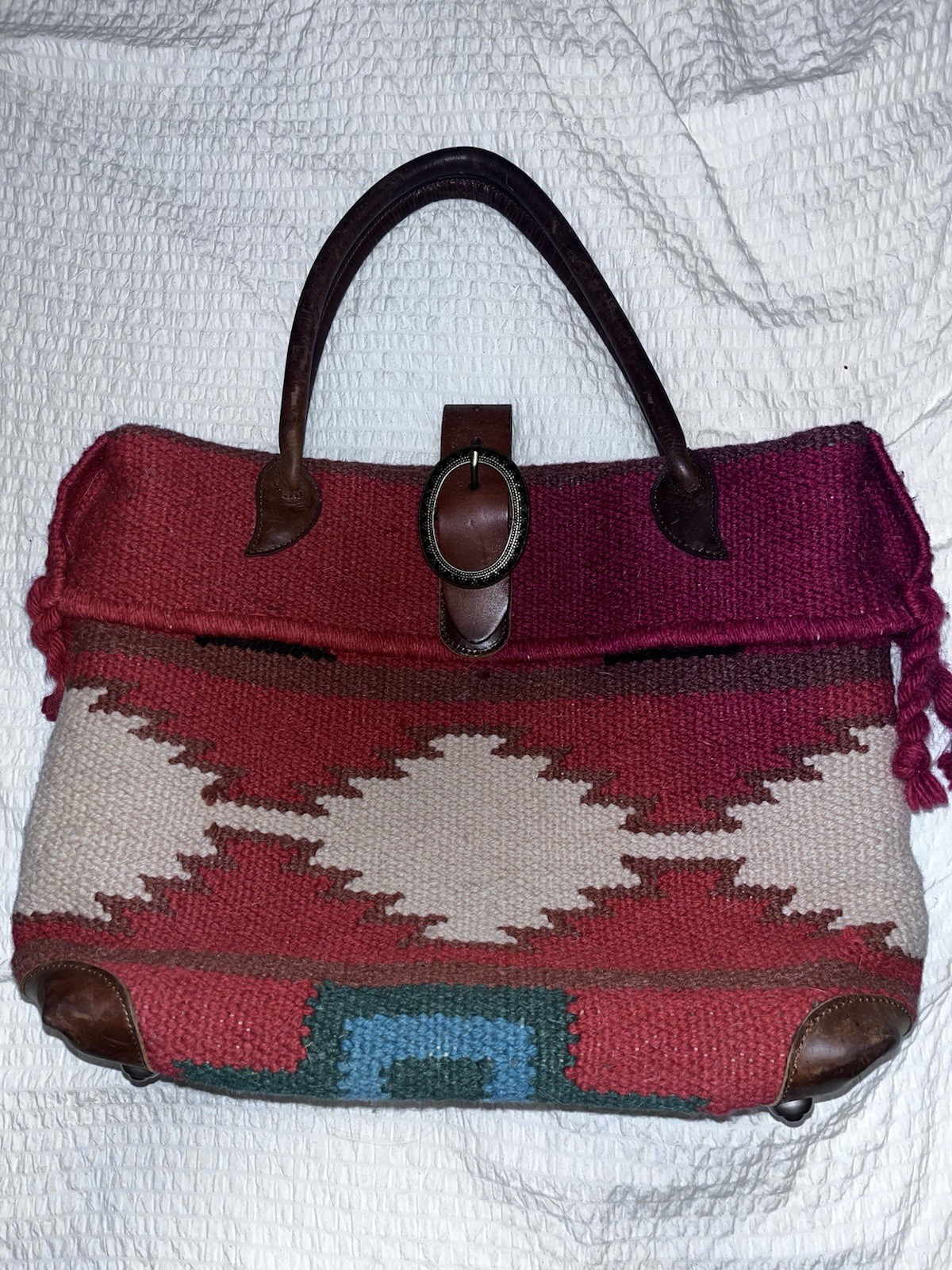 Ameri Leather Southwestern Roamer Red Wool Rug To… - image 1