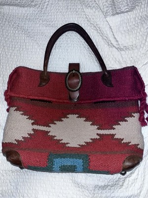 Ameri Leather Southwestern Roamer Red Wool Rug Tote/Purse/Satchel