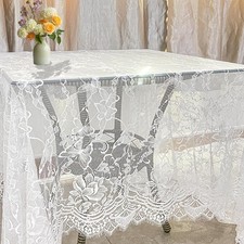 White Lace Tablecloth - 60 X 120 Inches - Rectangle Vintage Embroidered Table...