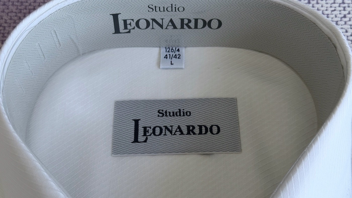 Studio Leonardo Classic Shirt White Quilted Pattern 1, Size L 41/42 Regular Fit image 4