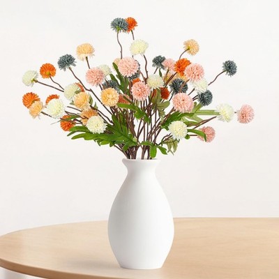 Künstliche Kiku Blumen, 10 Stück Kornblumen mit langem Stiel, Kunstblumen Pom...