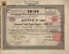 Union Allgemeine Versicherung 1873 Berlin Aachen G&ouml;rlitz Stuttgart Allianz Breme